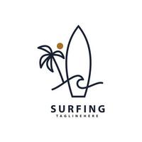 ilustração de linha de surf de praia de verão, ícone. vetor