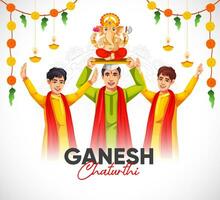 senhor ganesh utsav ganesh Chaturthi, celebração bandeira Projeto modelo vetor