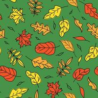 outono folhas. conjunto padrão, fundo com folhas. folha cair. desenhos dentro rabisco estilo. cor vetor ilustração, desatado fundo.