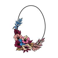 oval quadro, Armação com tropical flores e folhas vetor