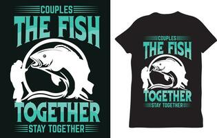 casais a peixe juntos fique juntos t camisa Projeto vetor