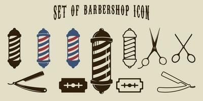 conjunto do isolado barbearia ícone vetor ilustração modelo gráfico Projeto. agrupar coleção do vários barbeiro fazer compras placa ou símbolo para o negócio retro conceito