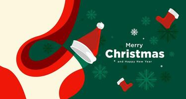 alegre Natal cartão e bandeira vetor ilustração dentro vermelho branco e verde cores 2024