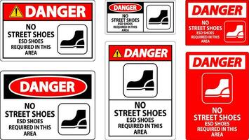 Perigo placa não rua sapato, esd sapatos requeridos dentro isto área vetor