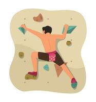 atleta homem exercício com esporte escalada conceito ilustração vetor