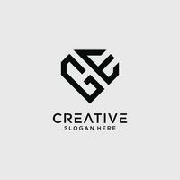 criativo estilo ge carta logotipo Projeto modelo com diamante forma ícone vetor