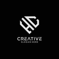 criativo estilo hc carta logotipo Projeto modelo com diamante forma ícone vetor