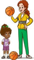 vetor ilustração do crianças basquetebol equipe e equipe treinador
