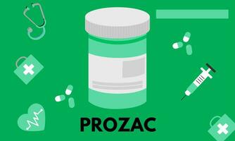 prozac médico pílulas dentro rx prescrição droga garrafa para mental saúde vetor ilustração