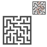 labirinto quadrado abstrato. jogo para crianças. quebra-cabeça para crianças. uma entrada, uma saída. enigma do labirinto. ilustração em vetor plana isolada no fundo branco. com resposta.