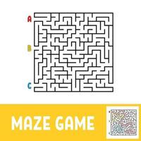 labirinto quadrado colorido. jogo para crianças. quebra-cabeça para crianças. enigma do labirinto. ilustração vetorial plana. vetor