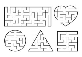 um conjunto de labirintos. jogo para crianças. quebra-cabeça para crianças. enigma do labirinto. ilustração vetorial. vetor