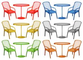 Cadeiras e mesa de café em seis cores vetor