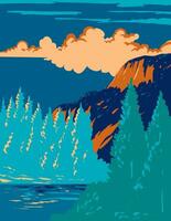 Roosevelt nacional floresta dentro rochoso montanhas do Colorado wpa poster arte vetor