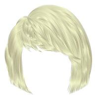 cabelos de mulher na moda kare com franja. cores loiras claras. Comprimento médio . estilo de beleza. 3d realista. vetor