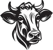 vaca cabeça vetor ilustração silhueta logotipo