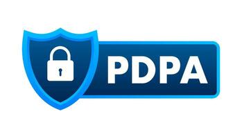 pessoal dados proteção Aja - PDPA. seguro dados. escudo ícone. vetor estoque ilustração.