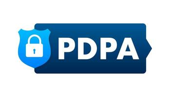 pessoal dados proteção Aja - PDPA. seguro dados. escudo ícone. vetor estoque ilustração.