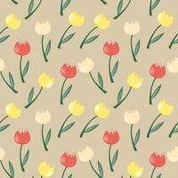 floral sem costura de fundo com ilustração vetorial de tulipas vetor