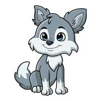 fofa pequeno Lobo desenho animado em branco fundo vetor