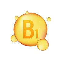 Vitamina b1 ouro brilhando ícone. ascórbico ácido. vetor estoque ilustração