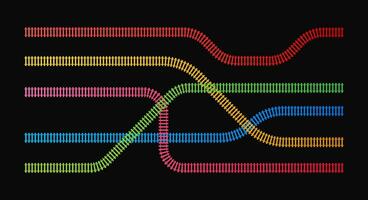 Ferrovia faixas. estrada de ferro trem acompanhar. trilhos e dormentes. vetor estoque ilustração.