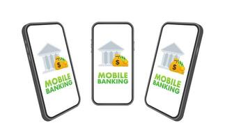 Móvel bancário. conectados bancário. banco ícone em Smartphone tela. vetor estoque ilustração.