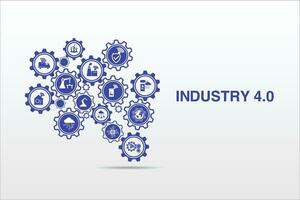 industrial 4,0 processo sistema em industrial fábrica e conexão com automação, robô, dados gerenciamento. indústria 4,0 e inteligente produções ícone conjunto vetor