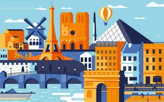 uma colorida ilustração do Paris, França vetor