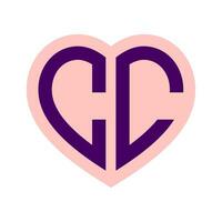 logotipo c coração monograma 2 cartas alfabeto Fonte amor logotipo namorados logótipo bordado vetor