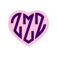 logotipo z coração monograma 3 cartas alfabeto Fonte amor logotipo namorados logótipo bordado vetor
