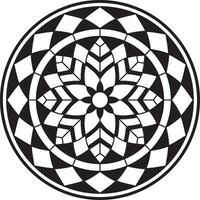 vetor Preto monocromático volta padronizar. mosaico círculo, geométrico ornamento. esboçado flor
