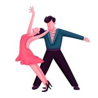 latino dança de salão cor plana personagem sem rosto de vetor. intérpretes de rumba apaixonados. Salsa, parceiros argentinos de tango isolaram ilustração de desenhos animados para web design gráfico e animação vetor