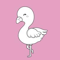 fofa flamingo pássaro personagem desenho animado digital carimbo esboço vetor