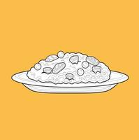 fofa frito arroz almoço cardápio Comida desenho animado digital carimbo esboço vetor