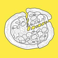 fofa pizza almoço cardápio lixo Comida desenho animado digital carimbo esboço vetor