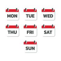 calendário e dias do a semana vetor definir. colorida segunda-feira, terça ícones.