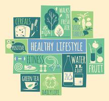 Conjunto de ícones de estilo de vida saudável vetor