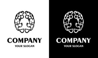 Ilustração em vetor gráfico de inspiração de design de logotipo de ícone de meditação humana e cérebro