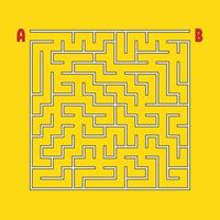 labirinto quadrado abstrato. jogo para crianças. quebra-cabeça para crianças. uma entrada, uma saída. enigma do labirinto. ilustração em vetor plana simples isolada na cor de fundo.