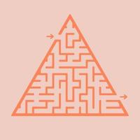 labirinto triangular abstrato. jogo para crianças. quebra-cabeça para crianças. uma entrada, uma saída. enigma do labirinto. ilustração em vetor plana isolada na cor de fundo.