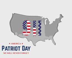 9 11 patriot day america mapa vector