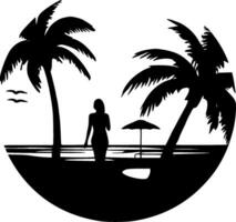 de praia - Preto e branco isolado ícone - vetor ilustração
