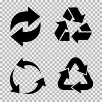 reciclando plano vetor ícones definir. Setas; flechas plano vetor ícones conjunto
