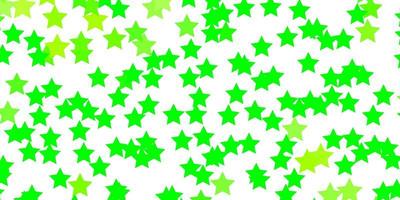 de fundo vector verde e amarelo claro com estrelas pequenas e grandes.