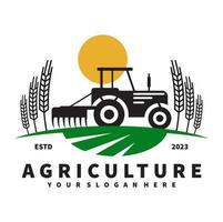 trator logotipo para agricultura, agronomia, trigo agricultura, rural agricultura Campos, natural colheita. Fazenda trator vetor Projeto