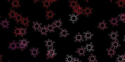 pano de fundo vector vermelho escuro com símbolos de vírus.