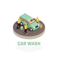 ilustração em vetor conceito isométrico lavagem de carro