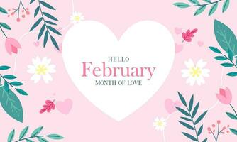 fevereiro mês do amor com flores fundo vetor