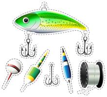 Equipamento de pesca com ganchos e flutuadores vetor